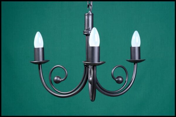 Bruce 3 Arm with Balls Wrought Iron Chandelier