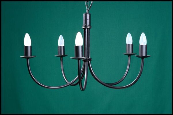 Bruce 5 Arm No Curl Wrought Iron Chandelier