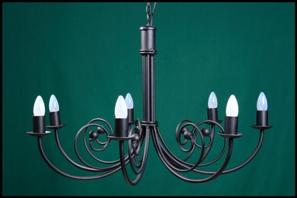 Bruce 7 Arm with Balls Wrought Iron Chandelier