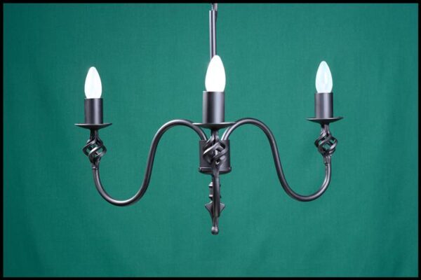 Ingrid 3 Arm Spike Wrought Iron Chandelier