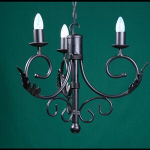 Sally 3 Arm Leaves Wrought Iron Chandelier