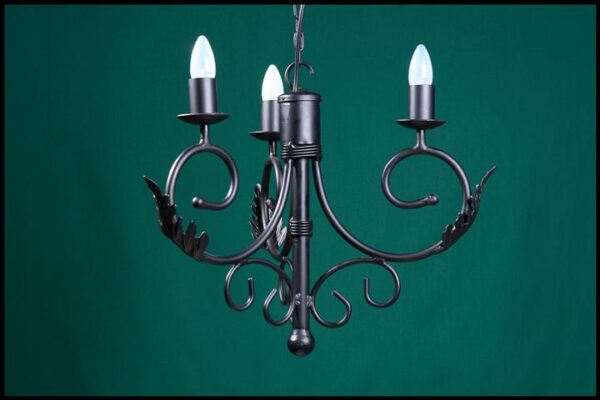 Sally 3 Arm Leaves Wrought Iron Chandelier