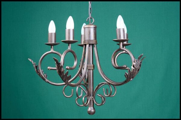 Sally 5 Arm with Leaves Wrought Iron Chandelier