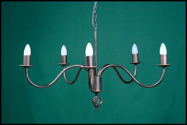 Shallow 5 Arm Wrought Iron Chandelier