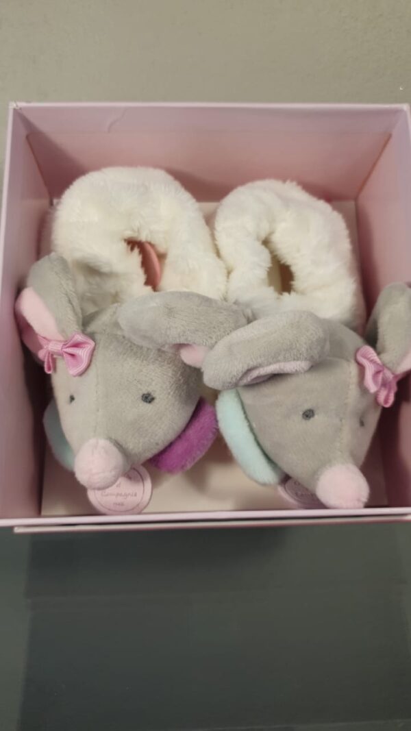 Pearly Mouse Rattle & lined slippers