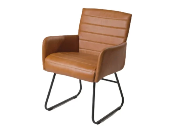 BROWN CHAIR LEATHER IRON 61CMX60CMX84CM