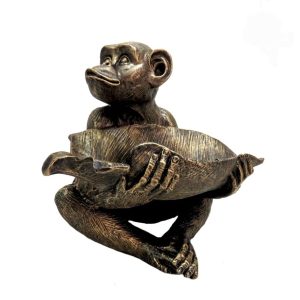 Resin Bronze Monkey with leaf