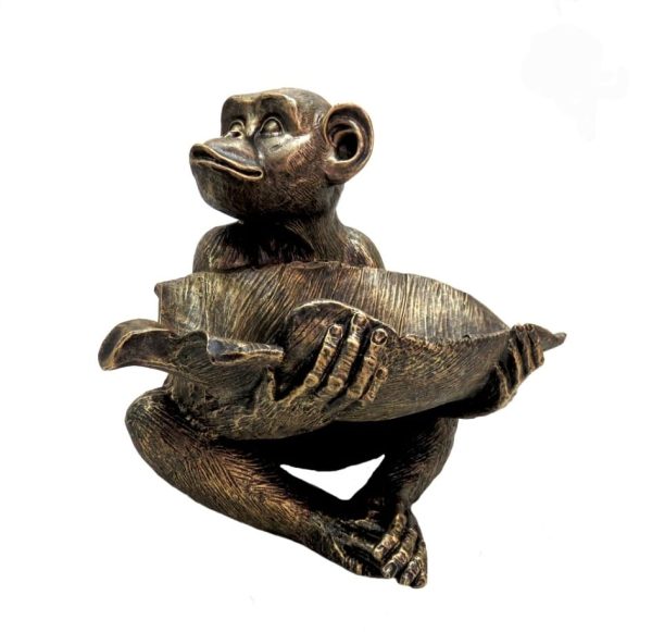 Resin Bronze Monkey with leaf