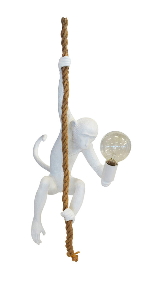 Resin Monkey with rope White