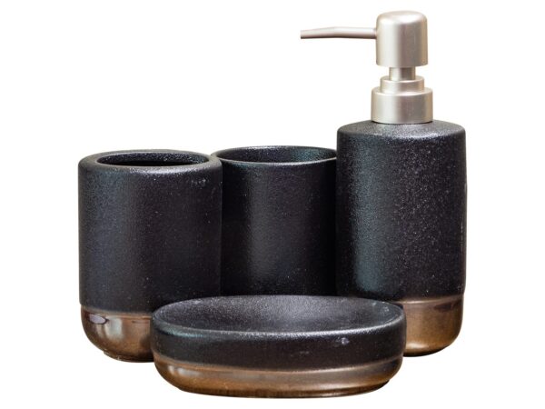 4 Piece Black and gold bathroom set