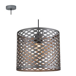 Steel grey pendant suitable in any area in the home. Pendant takes and