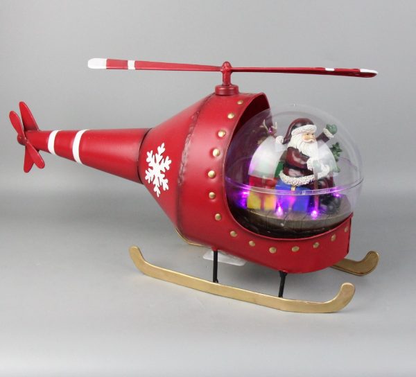 Santa in Helicopter with lights