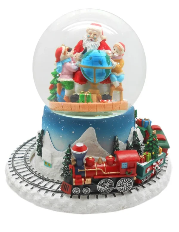 Snow globe with revolving train