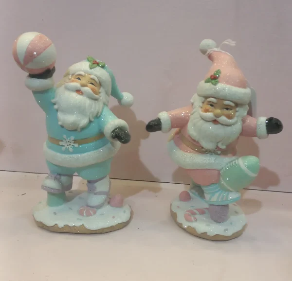 Pastal set frosted santas