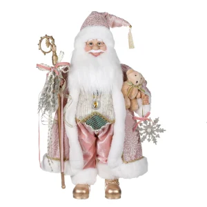 Pink Santa with Snowflake & Teddy 60cm