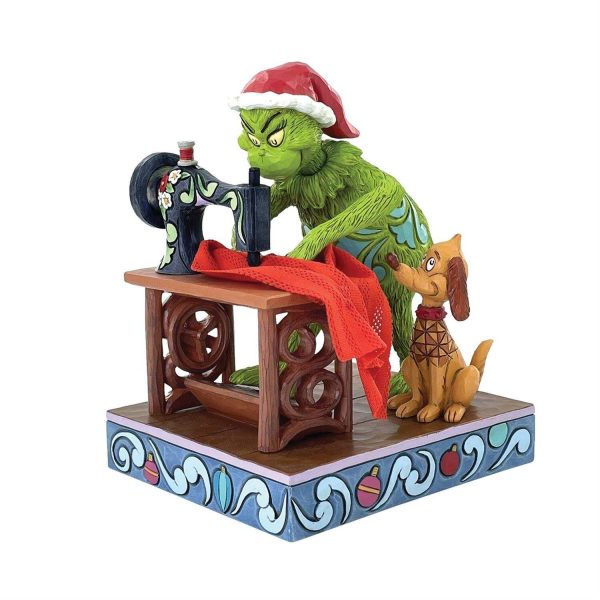 Grinch Sewing Santa Suit Figurine Dr. Seuss