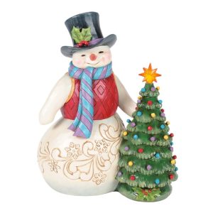 All is Merry and Bright (Snowman with Vintage LED Tree)