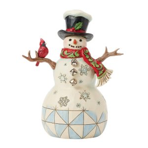Snowman with Top Hat & Cardinal