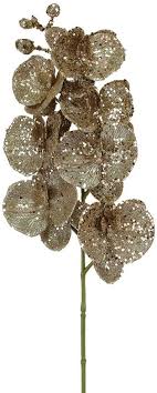 Orchid Glitter Spray Champagne Branch 86cm