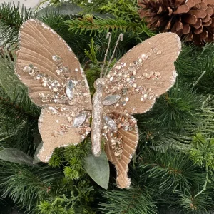 Butterfly Velvet Champagne Tree decor 24cm