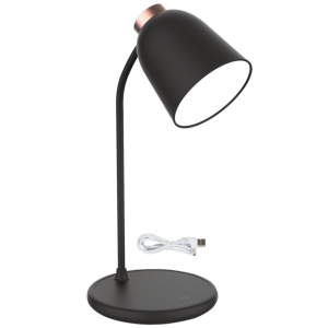 Rechargeable black table lamp.