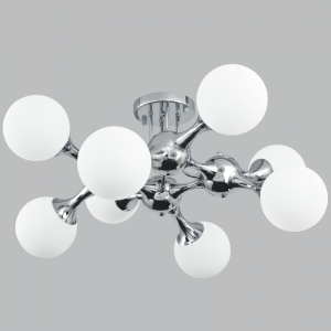 POLISH CHR WITH WHITE GLS 8X60W ES 750X350MM