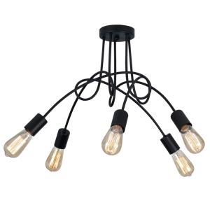 BLACK METAL CEILING FITTING 5X60W ES 600X380MM