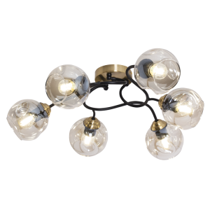 METAL ANT/BRASS/BLK+COGNAC GLS 6X40W ES 622X200MM