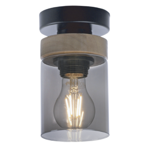 METAL+WOOD SMOKE GLASS 1X40W ES 95X180MM