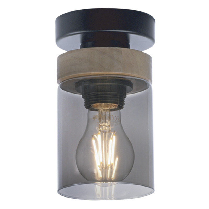 METAL+WOOD SMOKE GLASS 1X40W ES 95X180MM