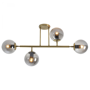 SAT/GOLD CEILING FITTING SMOKE GLS 4X40W ES