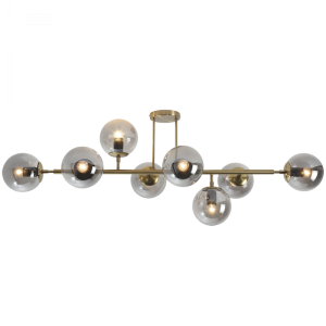 SAT/GOLD CEILING FITTING SMOKE GLS 8X40W ES
