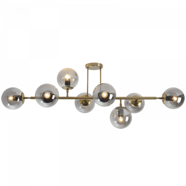 SAT/GOLD CEILING FITTING SMOKE GLS 8X40W ES