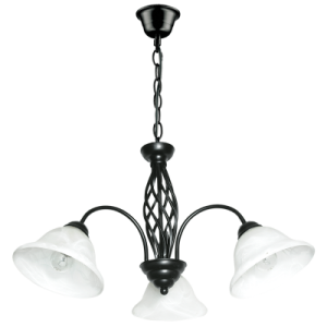 METAL BLK CHANDELIER ALABASTER GLASS 3X60W