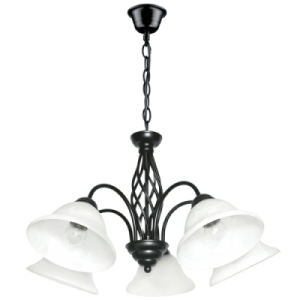 METAL BLK CHANDELIER ALABASTER GLASS 5X60W ES