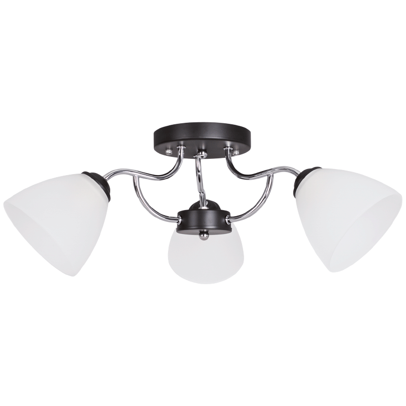 POLISHED CHR BLACK METAL FROSTED GLASS 3X60W ES