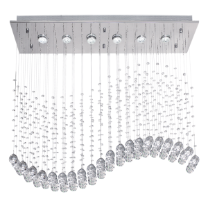 CHANDELIER STAINLESS STEEL+CRYSTALS 6X50W GU10