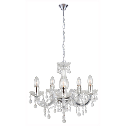 Odile Acrylic 5LT Chandelier 440mm Clear