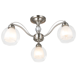 SATIN CHR CLEAR OUTER,FROSTED INNER GLS 3X40W SES