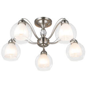 SATIN CHR CLEAR OUTER,FROSTED INNER GLS 5X40W SES