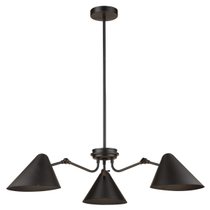 BLACK METAL CHANDELIER ADJ HEIGHT 3X60W ES