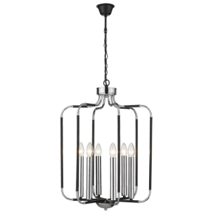 POLISHED CHR+BLACK CHANDELIER 6X60W SES