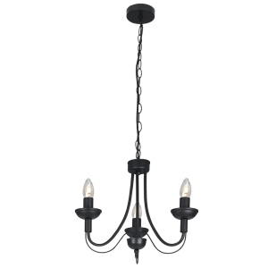 BLACK METAL CHANDELIER 3X60W SES