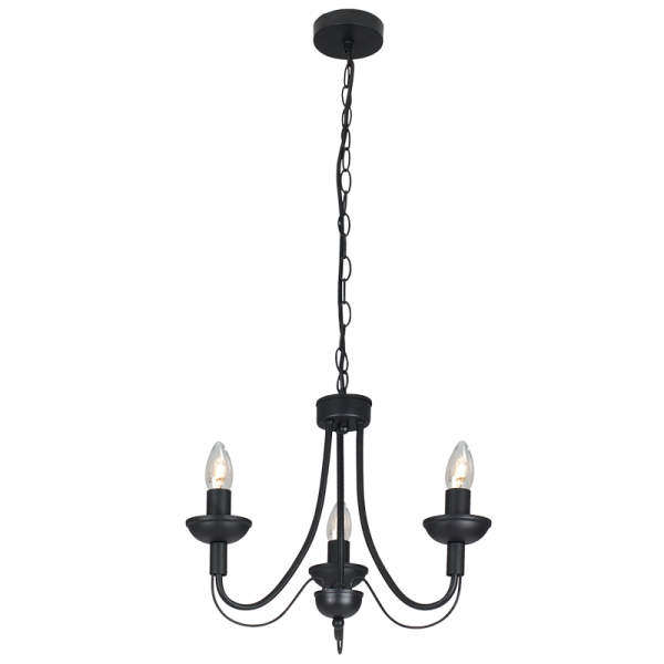 BLACK METAL CHANDELIER 3X60W SES