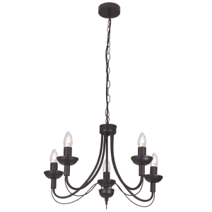 BLACK METAL CHANDELIER 6X60W SES