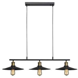 BLACK METAL DOWN FACE CHANDELIER 3X60W ES