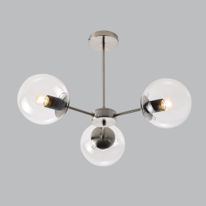 SATIN METAL CLEAR GLASS CHANDELIER 3X40W ES