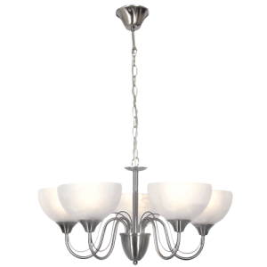 SATIN CHR CHANDELIER ALABASTER GLASS 5X60W ES