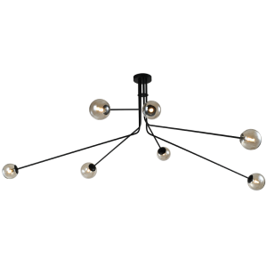 METAL CHANDALIER AMBER GLASS 7X5W G9 LED