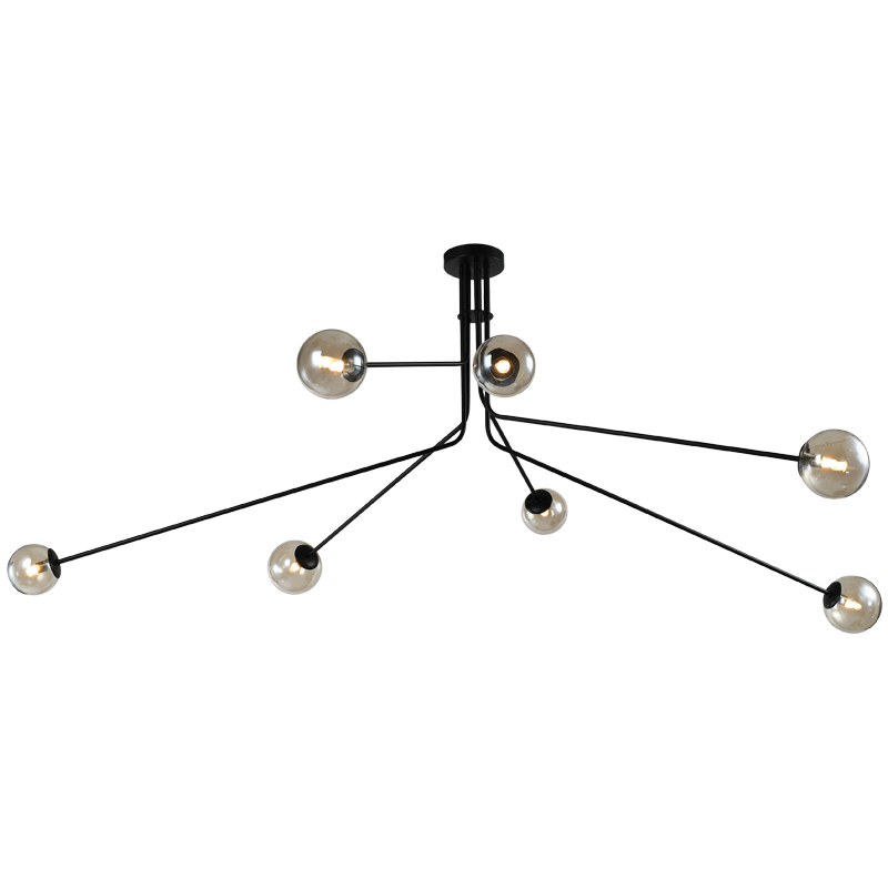 METAL CHANDALIER AMBER GLASS 7X5W G9 LED